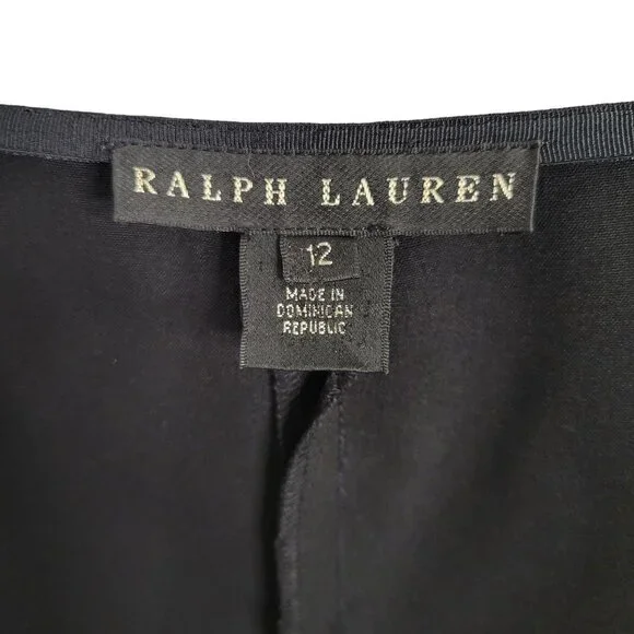 Ralph Lauren Womens Black Label Sz 12 Pants Career Flat Front Side Zip Wide Leg - Picture 7 of 10